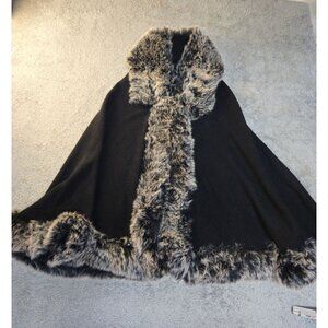 This & That Faux Fur Trimmed Cape